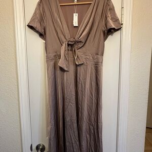 Poppy Satin Midi Dress - Autumn Orchid